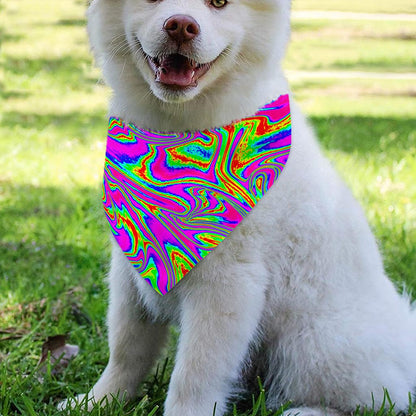 Abstract Psychedelic Liquid Trippy Print Over The Collar Dog Bandana