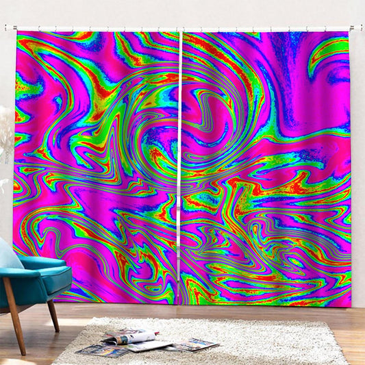 Abstract Psychedelic Liquid Trippy Print Pencil Pleat Curtains