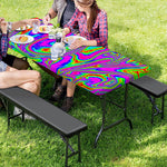 Abstract Psychedelic Liquid Trippy Print Picnic Table Cover