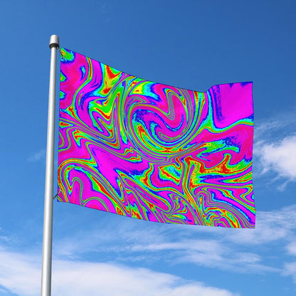 Abstract Psychedelic Liquid Trippy Print Polyester Flag