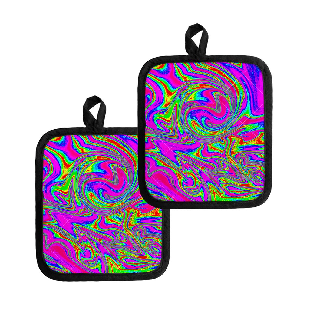 Abstract Psychedelic Liquid Trippy Print Pot Holders