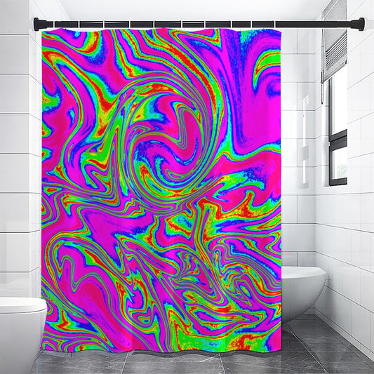 Abstract Psychedelic Liquid Trippy Print Premium Shower Curtain