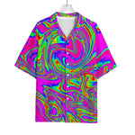 Abstract Psychedelic Liquid Trippy Print Rayon Hawaiian Shirt