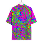 Abstract Psychedelic Liquid Trippy Print Rayon Hawaiian Shirt