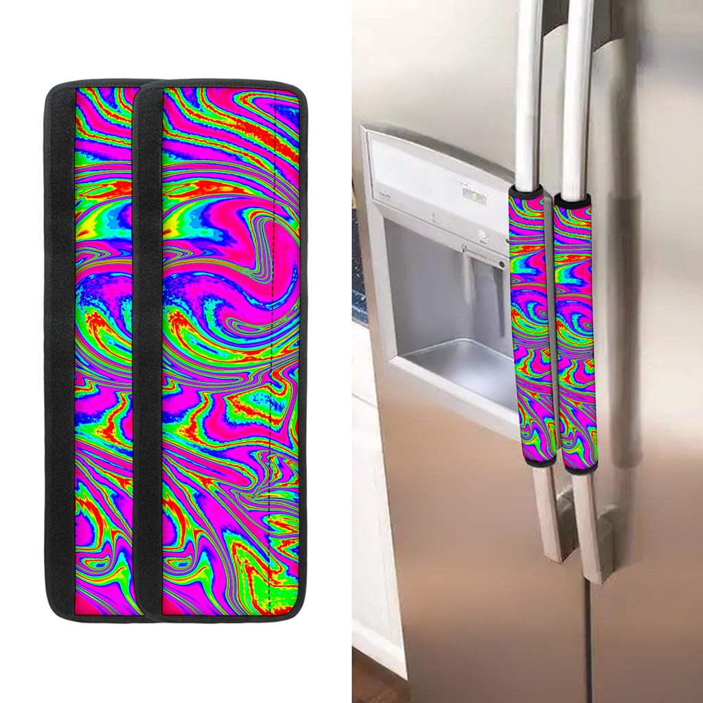 Abstract Psychedelic Liquid Trippy Print Refrigerator Handle Covers
