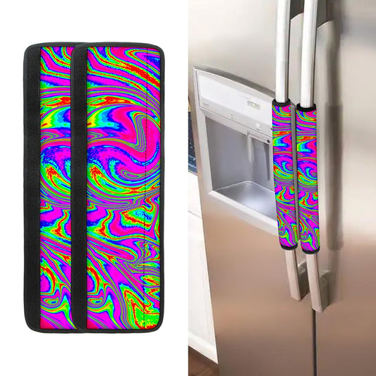 Abstract Psychedelic Liquid Trippy Print Refrigerator Handle Covers