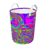 Abstract Psychedelic Liquid Trippy Print Round Laundry Basket