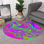 Abstract Psychedelic Liquid Trippy Print Round Rug