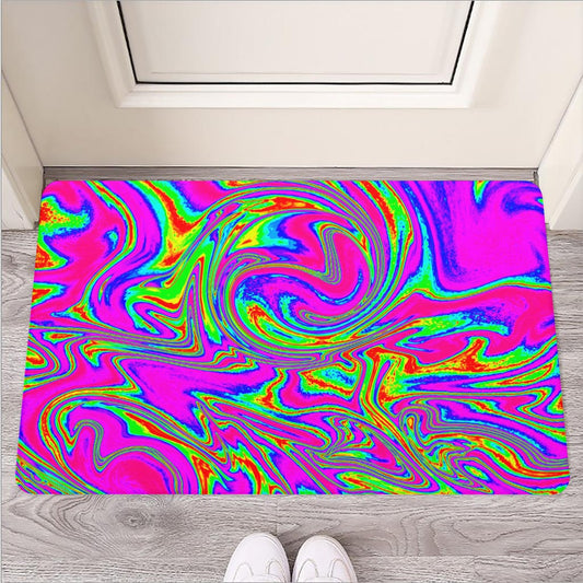 Abstract Psychedelic Liquid Trippy Print Rubber Doormat