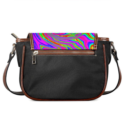 Abstract Psychedelic Liquid Trippy Print Saddle Bag