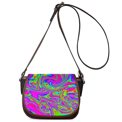 Abstract Psychedelic Liquid Trippy Print Saddle Bag