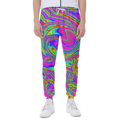 Abstract Psychedelic Liquid Trippy Print Scuba Joggers