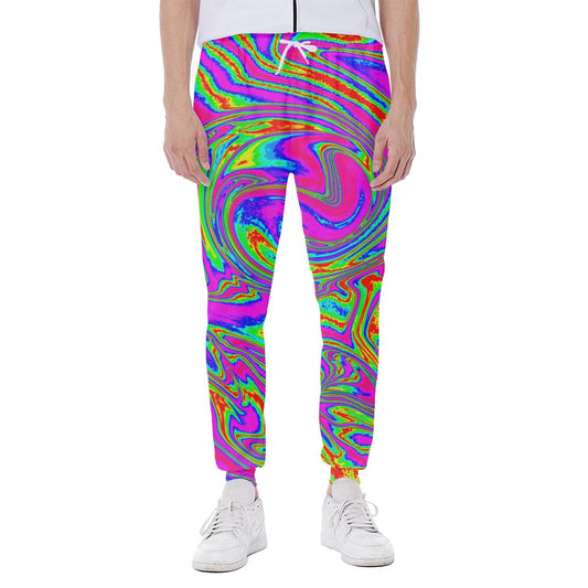 Abstract Psychedelic Liquid Trippy Print Scuba Joggers