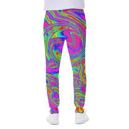 Abstract Psychedelic Liquid Trippy Print Scuba Joggers