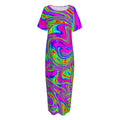 Abstract Psychedelic Liquid Trippy Print Short Sleeve Long Nightdress