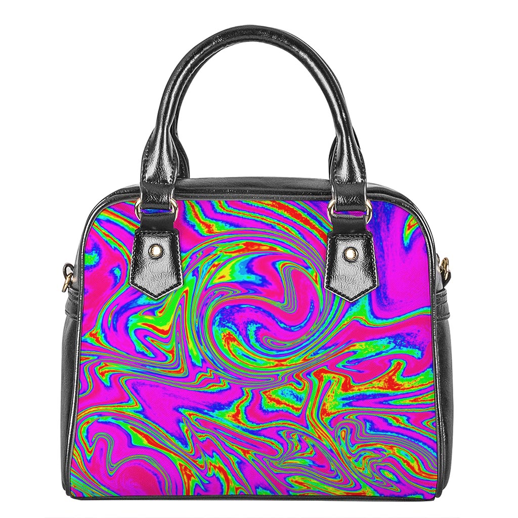 Abstract Psychedelic Liquid Trippy Print Shoulder Handbag