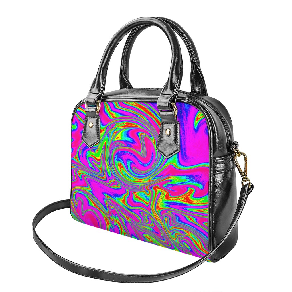 Abstract Psychedelic Liquid Trippy Print Shoulder Handbag