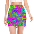 Abstract Psychedelic Liquid Trippy Print Side Slit Mini Skirt