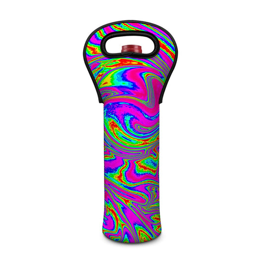 Abstract Psychedelic Liquid Trippy Print Single Neoprene Wine Tote
