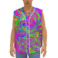 Abstract Psychedelic Liquid Trippy Print Sleeveless Baseball Jersey