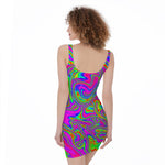 Abstract Psychedelic Liquid Trippy Print Sleeveless Bodycon Dress