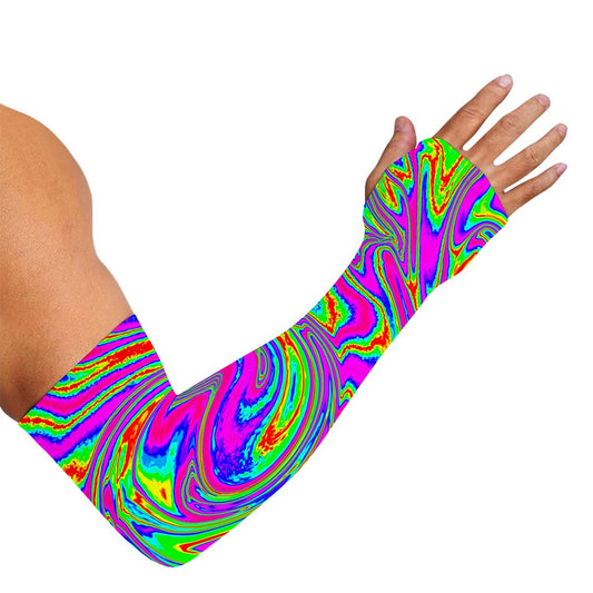 Abstract Psychedelic Liquid Trippy Print Sun Protection Arm Sleeves