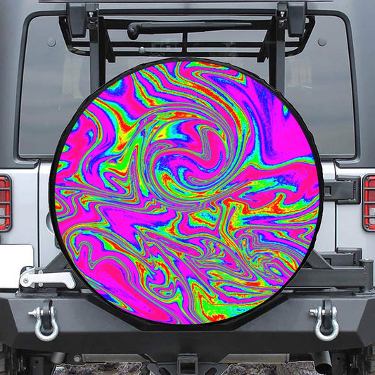 Abstract Psychedelic Liquid Trippy Print Tire Cover