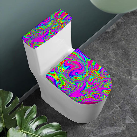 Abstract Psychedelic Liquid Trippy Print Toilet Lid And Tank Cover Set