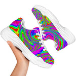 Abstract Psychedelic Liquid Trippy Print White Chunky Shoes