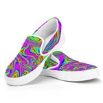 Abstract Psychedelic Liquid Trippy Print White Slip On Sneakers