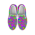 Abstract Psychedelic Liquid Trippy Print White Slip On Sneakers