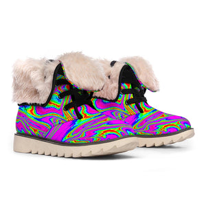 Abstract Psychedelic Liquid Trippy Print Winter Boots