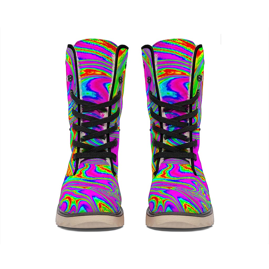 Abstract Psychedelic Liquid Trippy Print Winter Boots