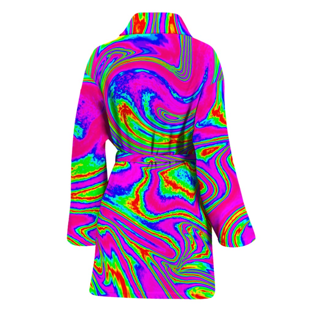Abstract Psychedelic Liquid Trippy Print Women's Bathrobe