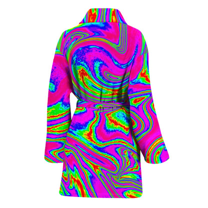 Abstract Psychedelic Liquid Trippy Print Women's Bathrobe