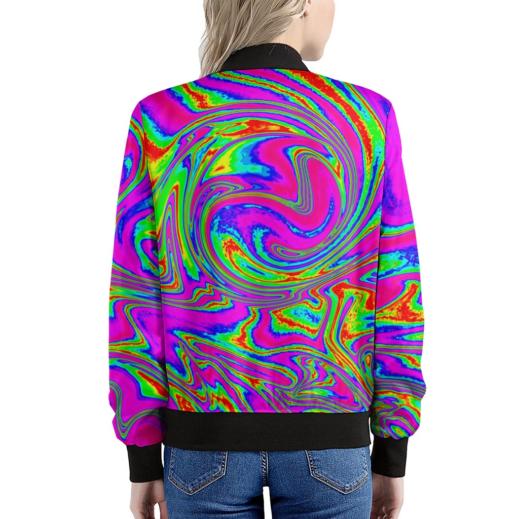 Abstract Psychedelic Liquid Trippy Print Women's Bomber Jacket