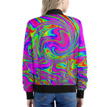 Abstract Psychedelic Liquid Trippy Print Women's Bomber Jacket