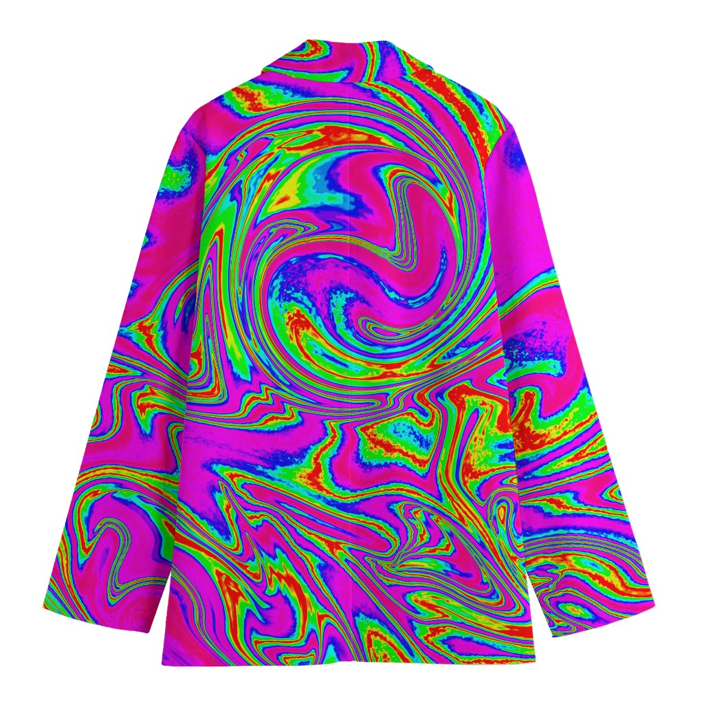 Abstract Psychedelic Liquid Trippy Print Women's Cotton Blazer