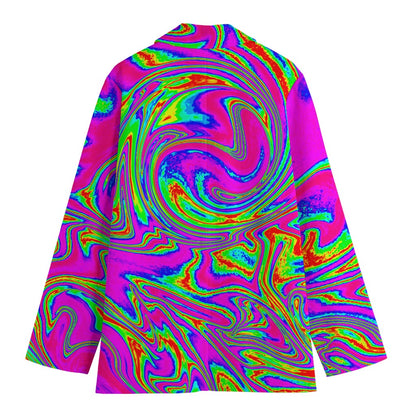 Abstract Psychedelic Liquid Trippy Print Women's Cotton Blazer