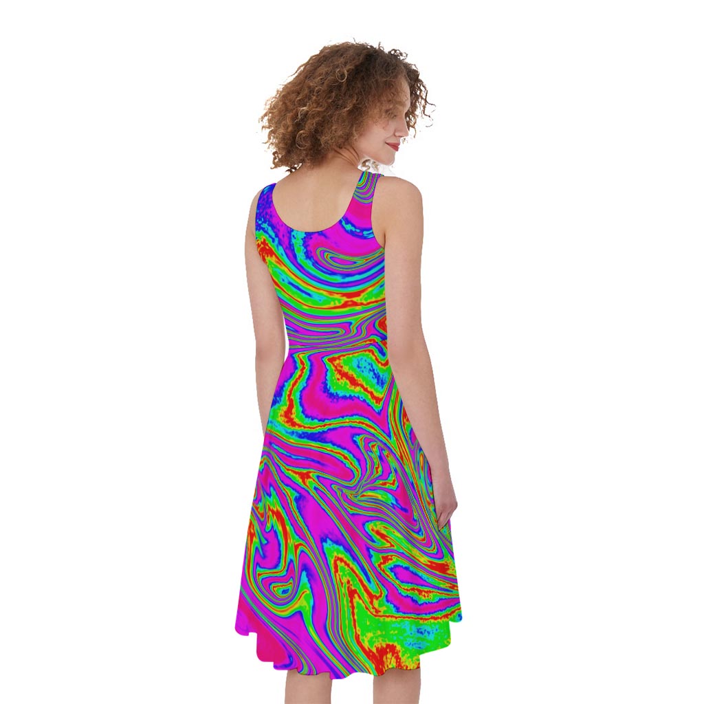 Abstract Psychedelic Liquid Trippy Print Women's Sleeveless Dress