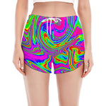 Abstract Psychedelic Liquid Trippy Print Women's Split Running Shorts