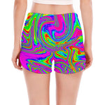 Abstract Psychedelic Liquid Trippy Print Women's Split Running Shorts