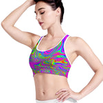 Abstract Psychedelic Liquid Trippy Print Women's Sports Bra