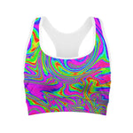 Abstract Psychedelic Liquid Trippy Print Women's Sports Bra