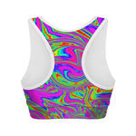Abstract Psychedelic Liquid Trippy Print Women's Sports Bra