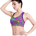 Abstract Psychedelic Liquid Trippy Print Women's Sports Bra
