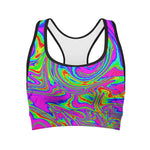 Abstract Psychedelic Liquid Trippy Print Women's Sports Bra