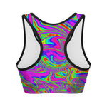 Abstract Psychedelic Liquid Trippy Print Women's Sports Bra