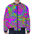 Abstract Psychedelic Liquid Trippy Print Zip Sleeve Bomber Jacket