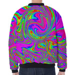 Abstract Psychedelic Liquid Trippy Print Zip Sleeve Bomber Jacket